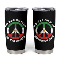 No War On Iran Peace Symbol Tumbler Cup Iranian Lion Emblem Anti War Protest