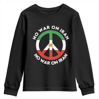 No War On Iran Peace Symbol Youth Sweatshirt Iranian Lion Emblem Anti War Protest
