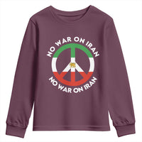 No War On Iran Peace Symbol Youth Sweatshirt Iranian Lion Emblem Anti War Protest