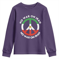No War On Iran Peace Symbol Youth Sweatshirt Iranian Lion Emblem Anti War Protest