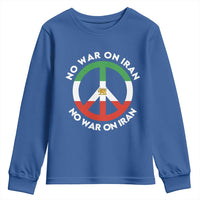 No War On Iran Peace Symbol Youth Sweatshirt Iranian Lion Emblem Anti War Protest