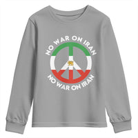 No War On Iran Peace Symbol Youth Sweatshirt Iranian Lion Emblem Anti War Protest
