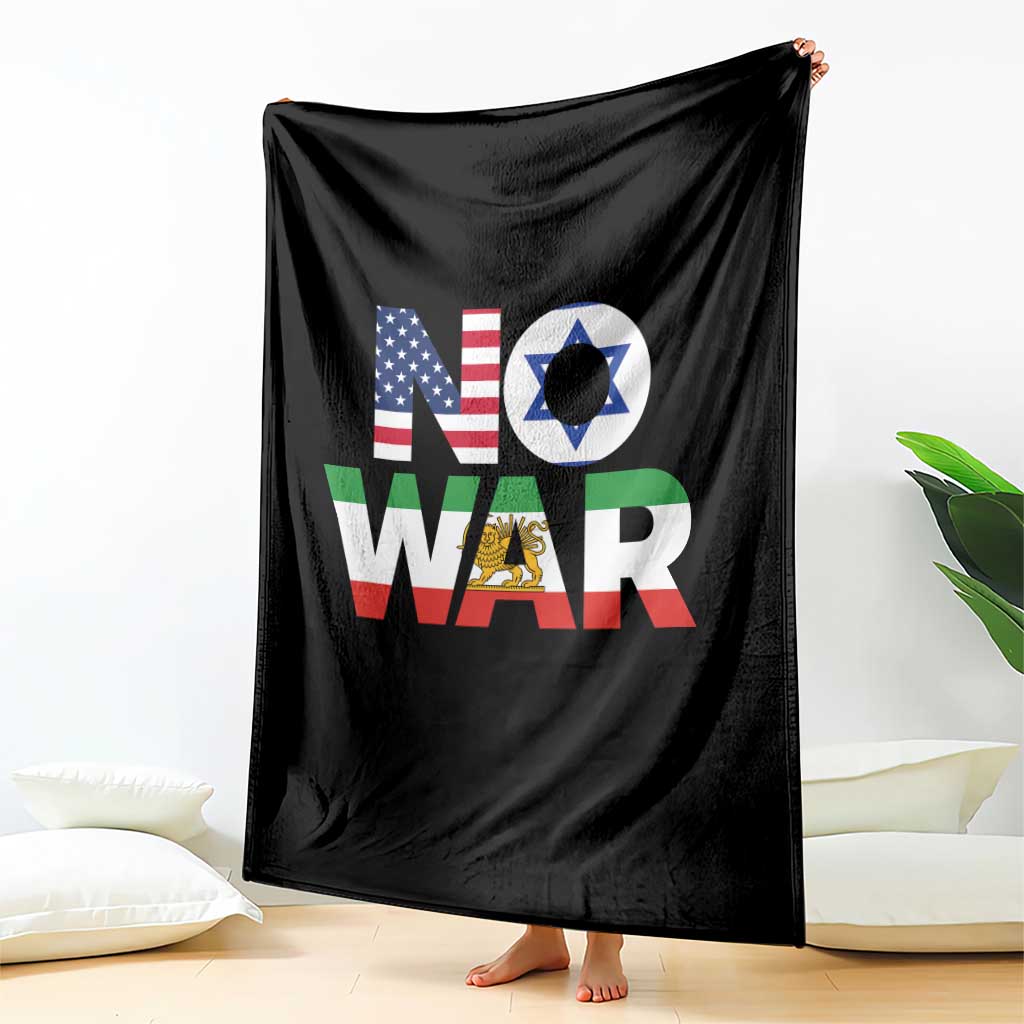 No War USA Israel Iran Flags Throw Blanket Anti War Protest Political Statement