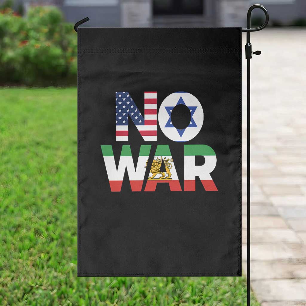 No War USA Israel Iran Flags Garden Flag Anti War Protest Political Statement