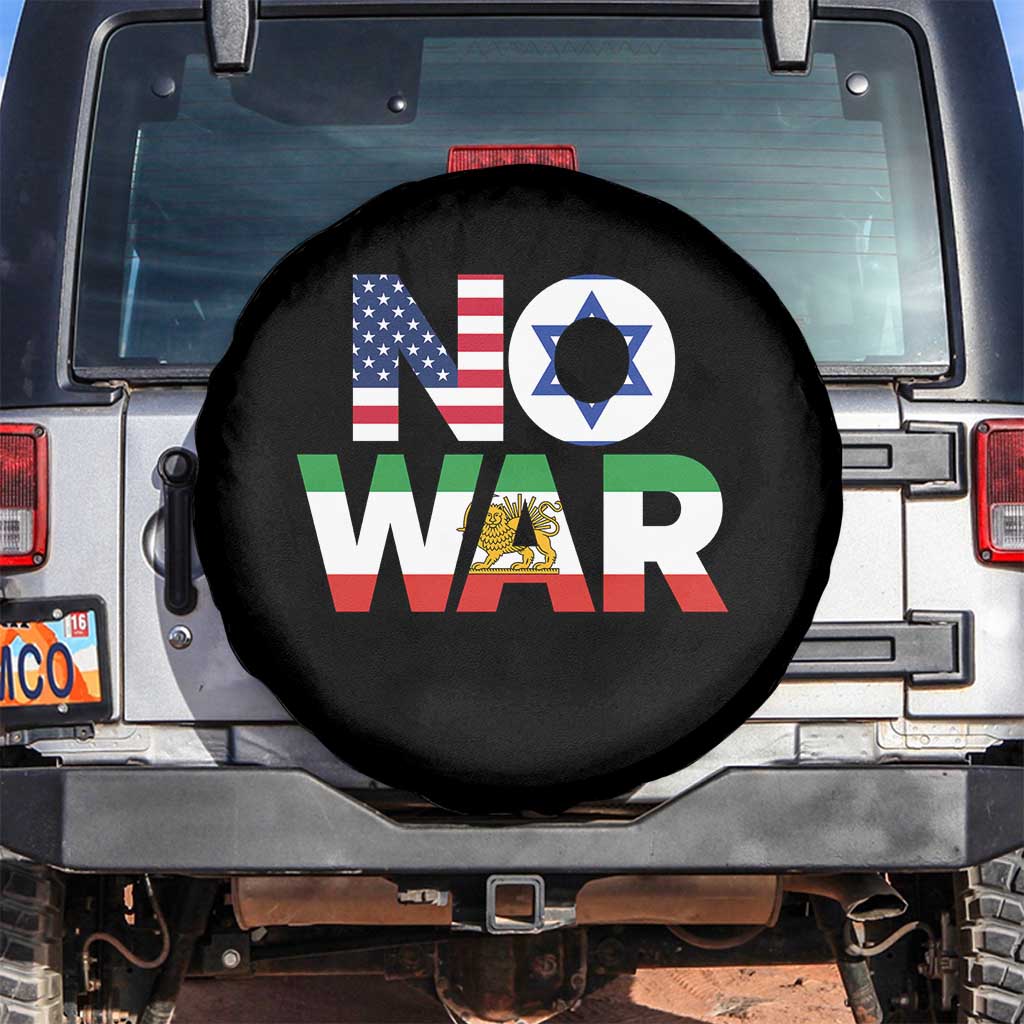 No War USA Israel Iran Flags Spare Tire Cover Anti War Protest Political Statement