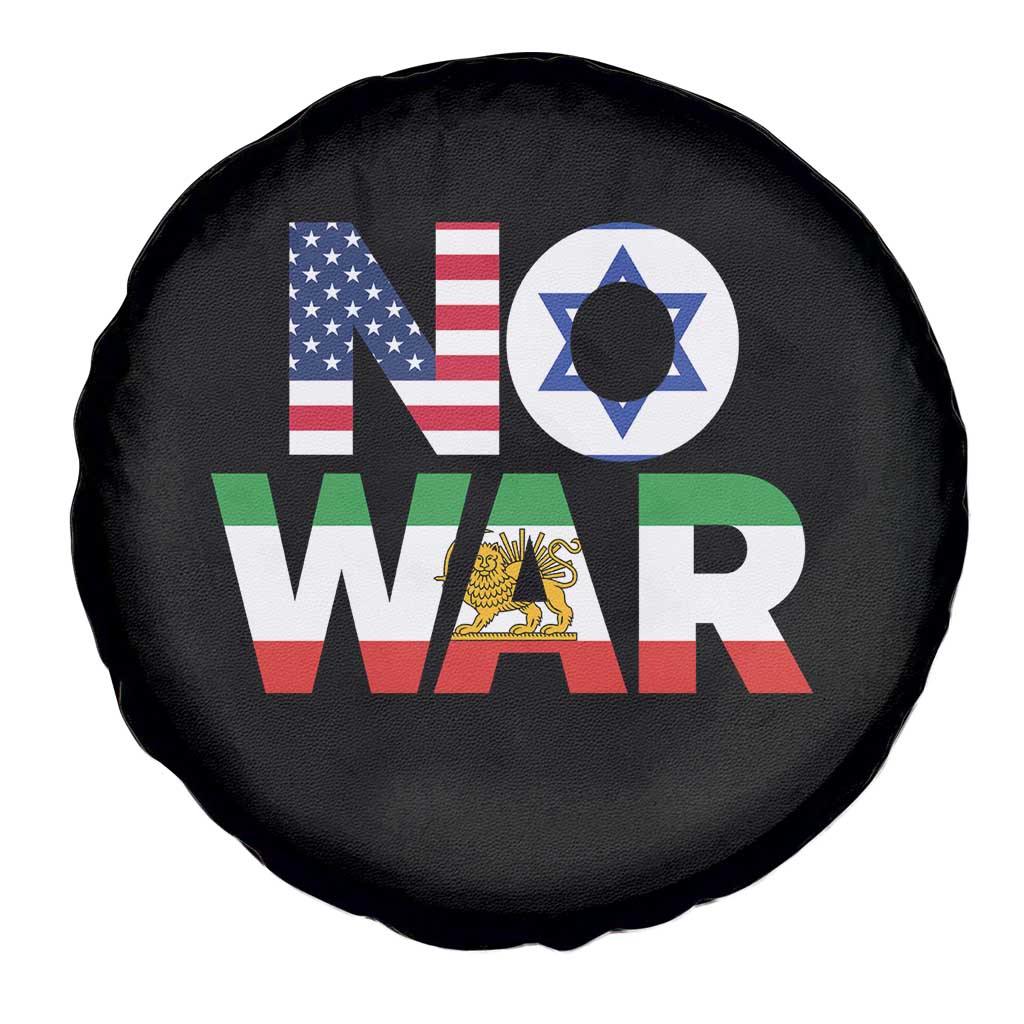 No War USA Israel Iran Flags Spare Tire Cover Anti War Protest Political Statement