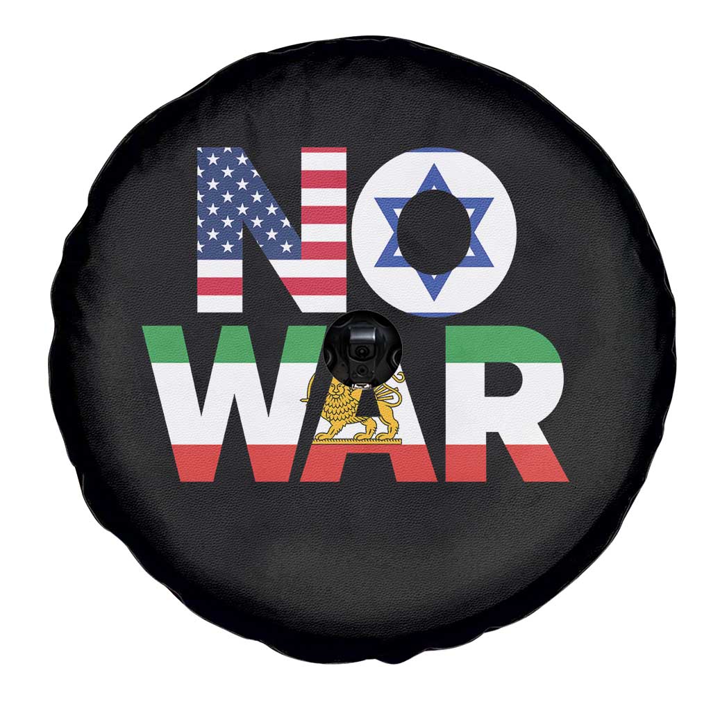 No War USA Israel Iran Flags Spare Tire Cover Anti War Protest Political Statement