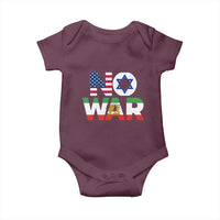 No War USA Israel Iran Flags Baby Onesie Anti War Protest Political Statement