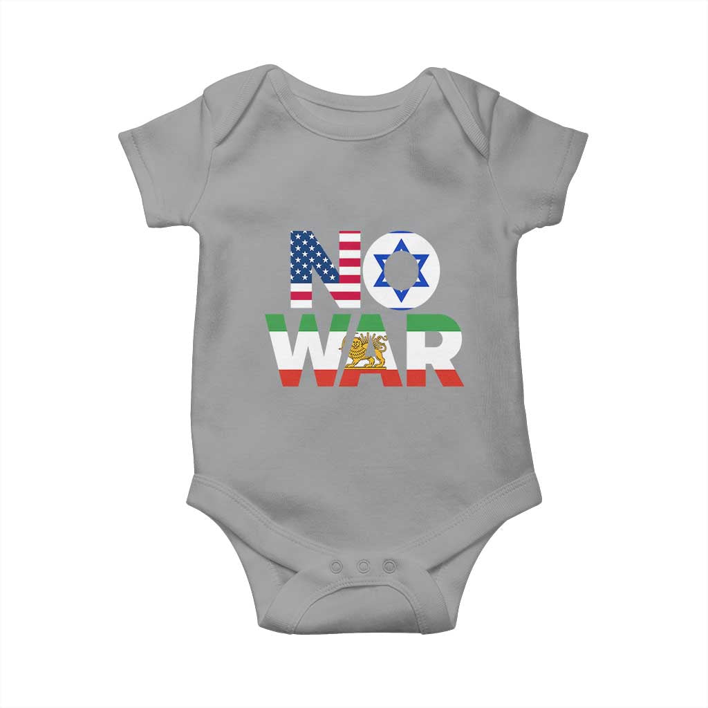 No War USA Israel Iran Flags Baby Onesie Anti War Protest Political Statement