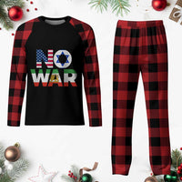 No War USA Israel Iran Flags Plaid Pajama Set Anti War Protest Political Statement