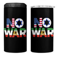 No War USA Israel Iran Flags 4 in 1 Can Cooler Tumbler Anti War Protest Political Statement