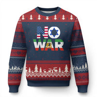 No War USA Israel Iran Flags Ugly Christmas Sweater Anti War Protest Political Statement