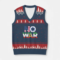 No War USA Israel Iran Flags V-Neck Knit Sweater Vest Anti War Protest Political Statement