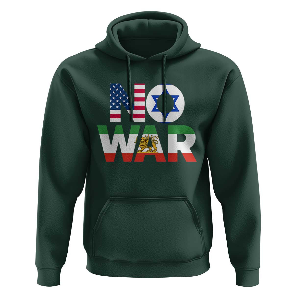No War USA Israel Iran Flags Hoodie Anti War Protest Political Statement
