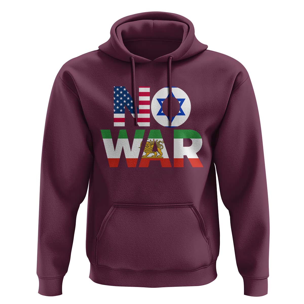 No War USA Israel Iran Flags Hoodie Anti War Protest Political Statement