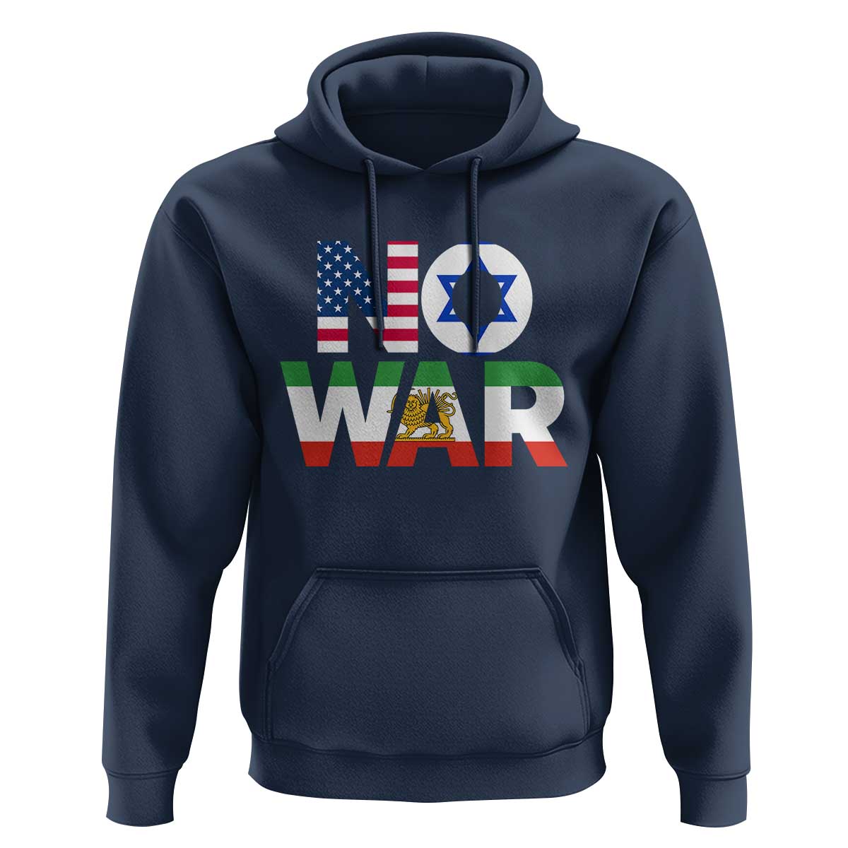 No War USA Israel Iran Flags Hoodie Anti War Protest Political Statement
