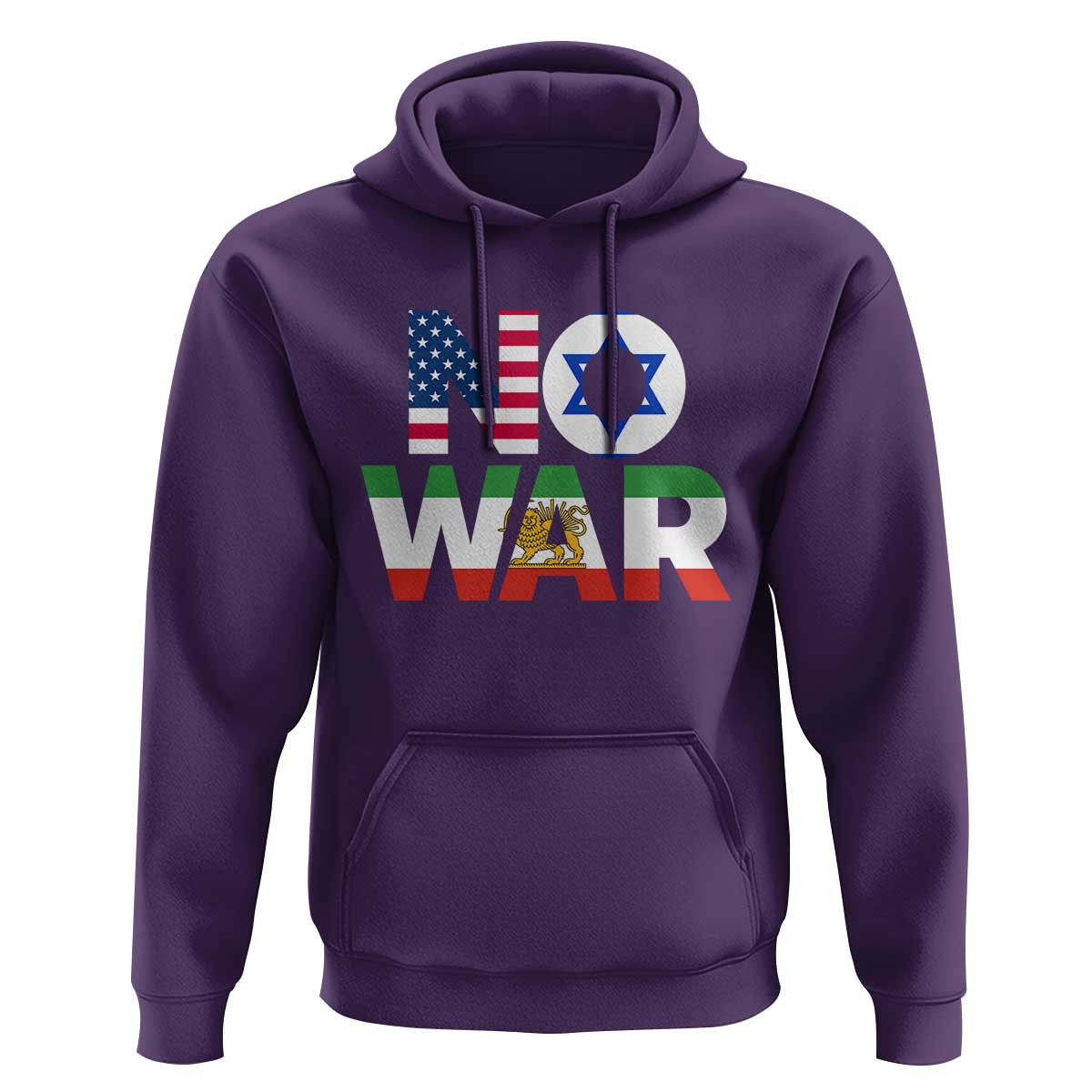 No War USA Israel Iran Flags Hoodie Anti War Protest Political Statement