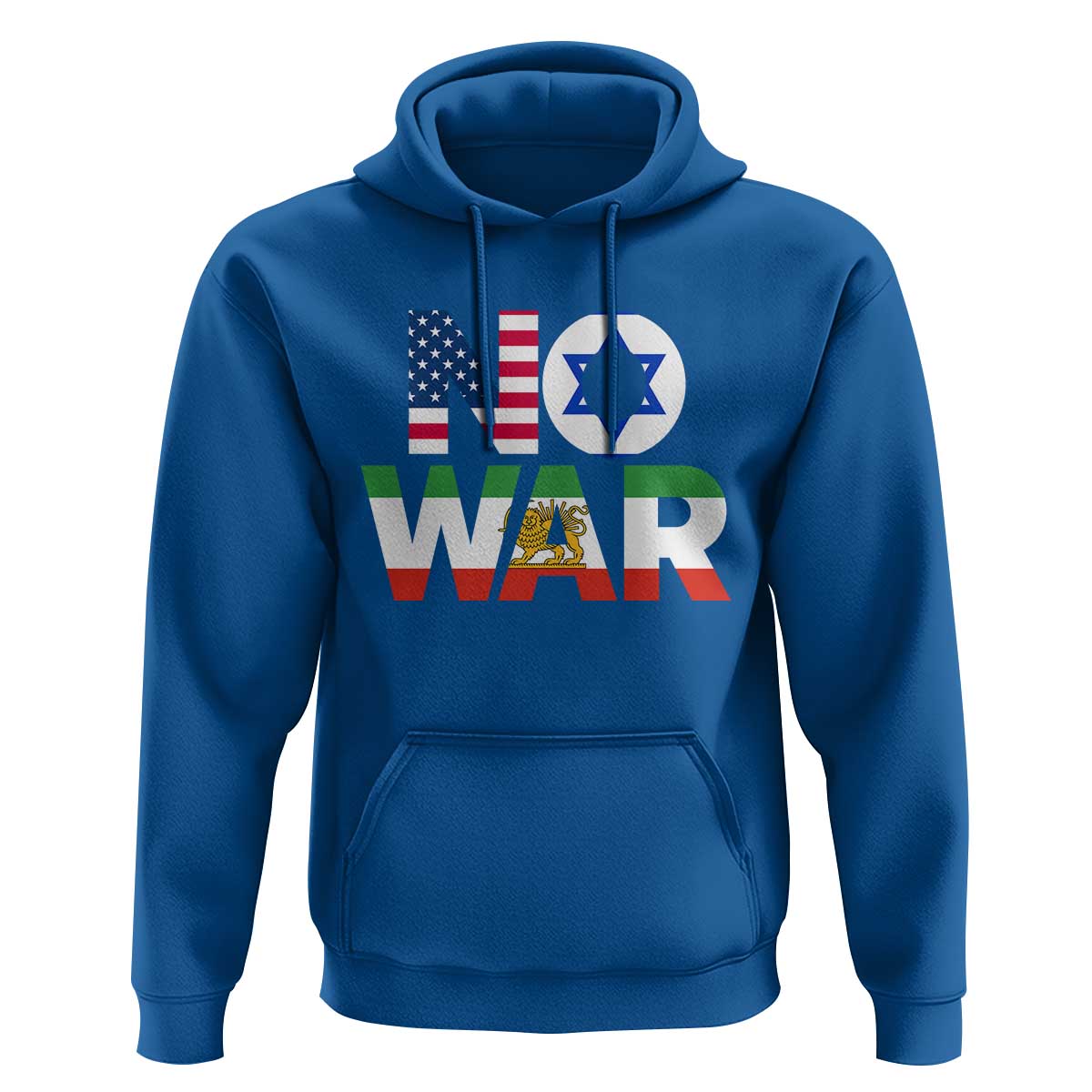 No War USA Israel Iran Flags Hoodie Anti War Protest Political Statement
