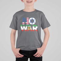 No War USA Israel Iran Flags T Shirt For Kid Anti War Protest Political Statement