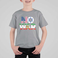 No War USA Israel Iran Flags T Shirt For Kid Anti War Protest Political Statement