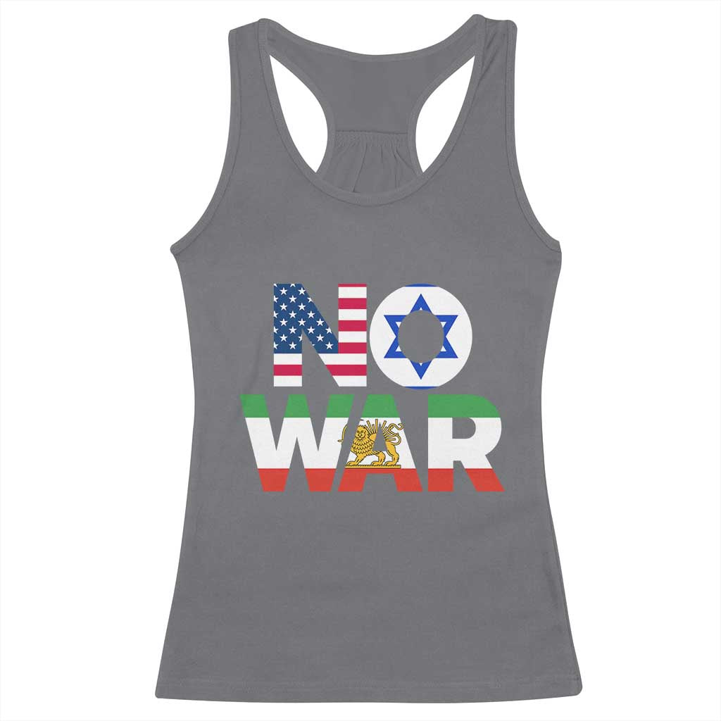 No War USA Israel Iran Flags Racerback Tank Top Anti War Protest Political Statement