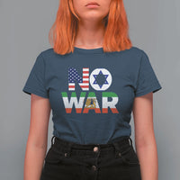 No War USA Israel Iran Flags T Shirt For Women Anti War Protest Political Statement