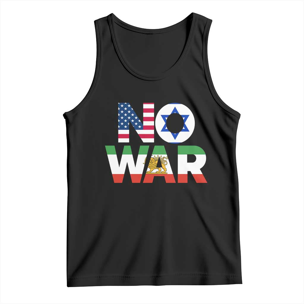 No War USA Israel Iran Flags Tank Top Anti War Protest Political Statement
