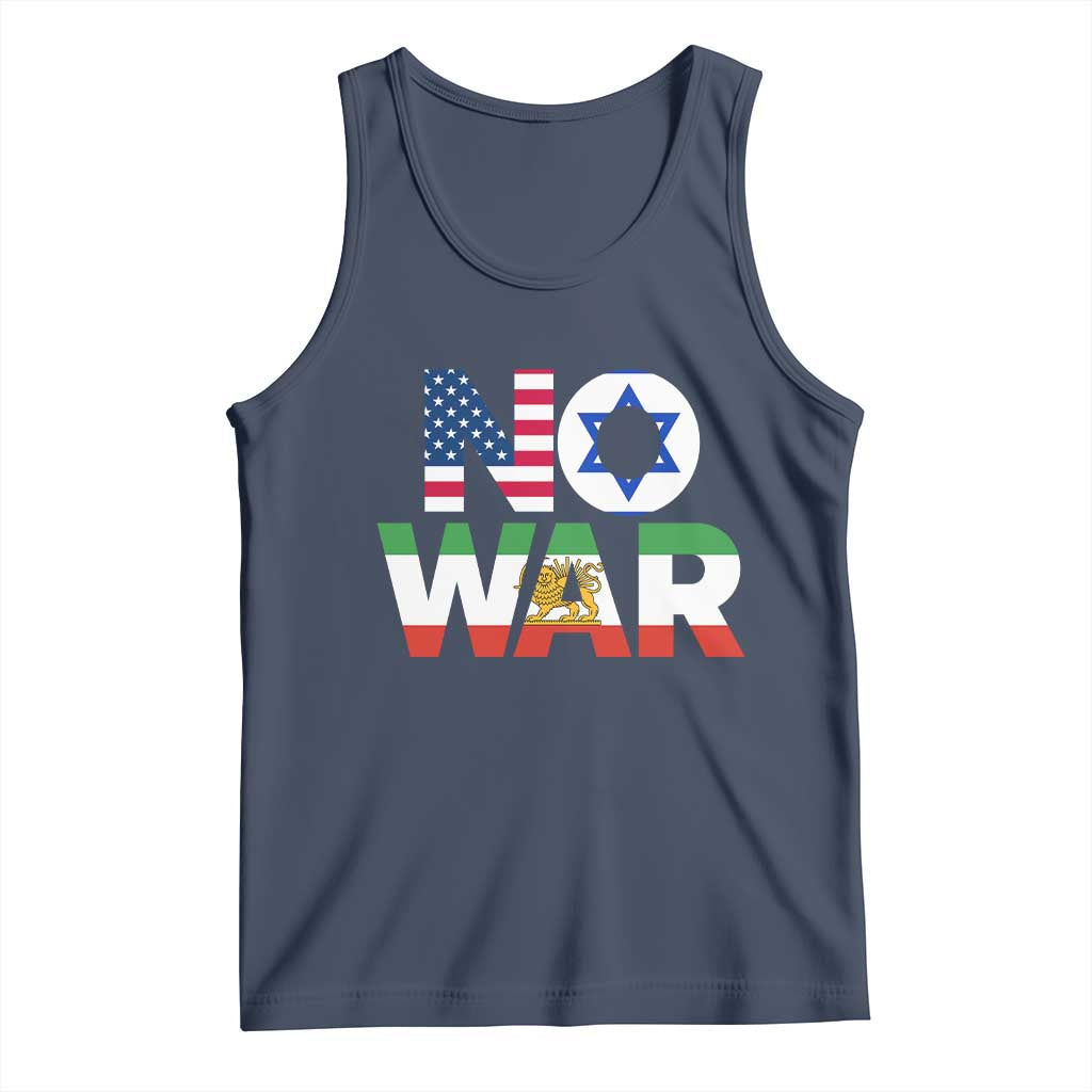 No War USA Israel Iran Flags Tank Top Anti War Protest Political Statement