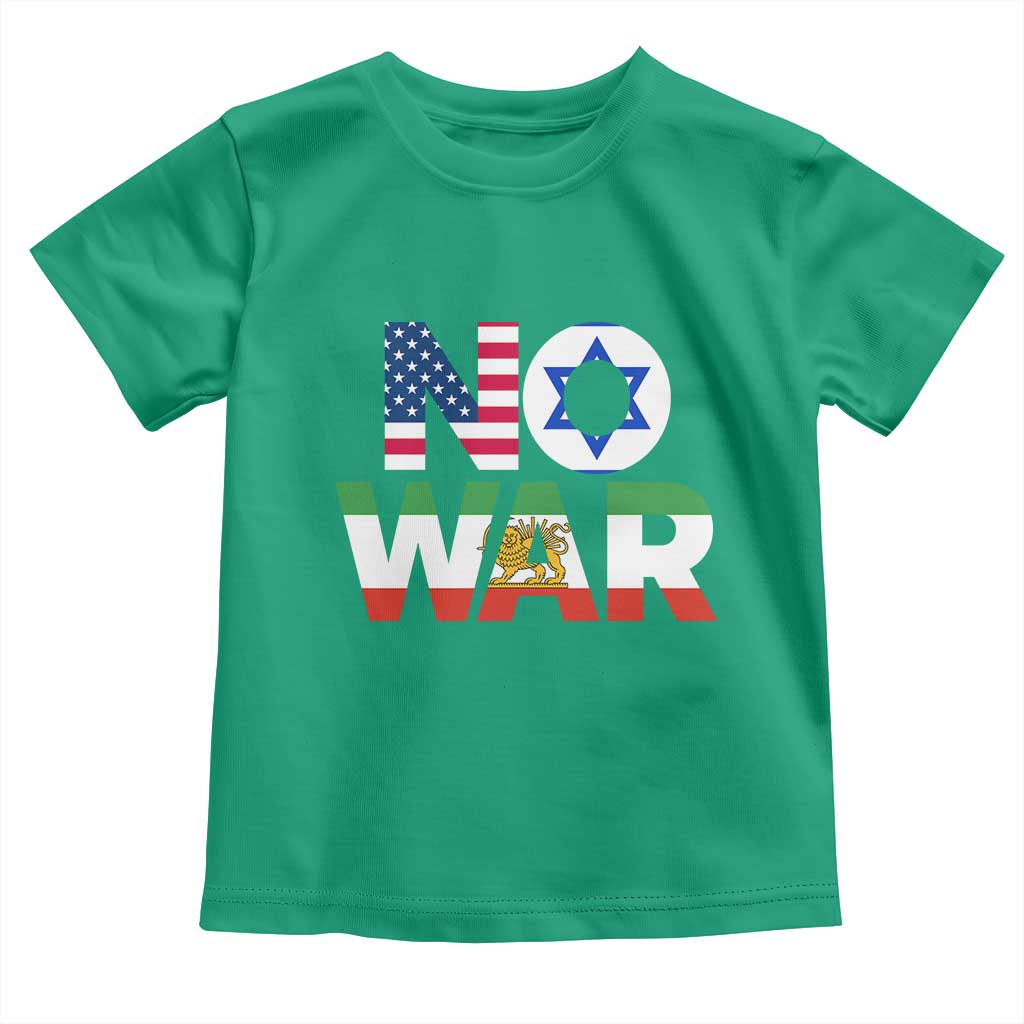 No War USA Israel Iran Flags Toddler T Shirt Anti War Protest Political Statement