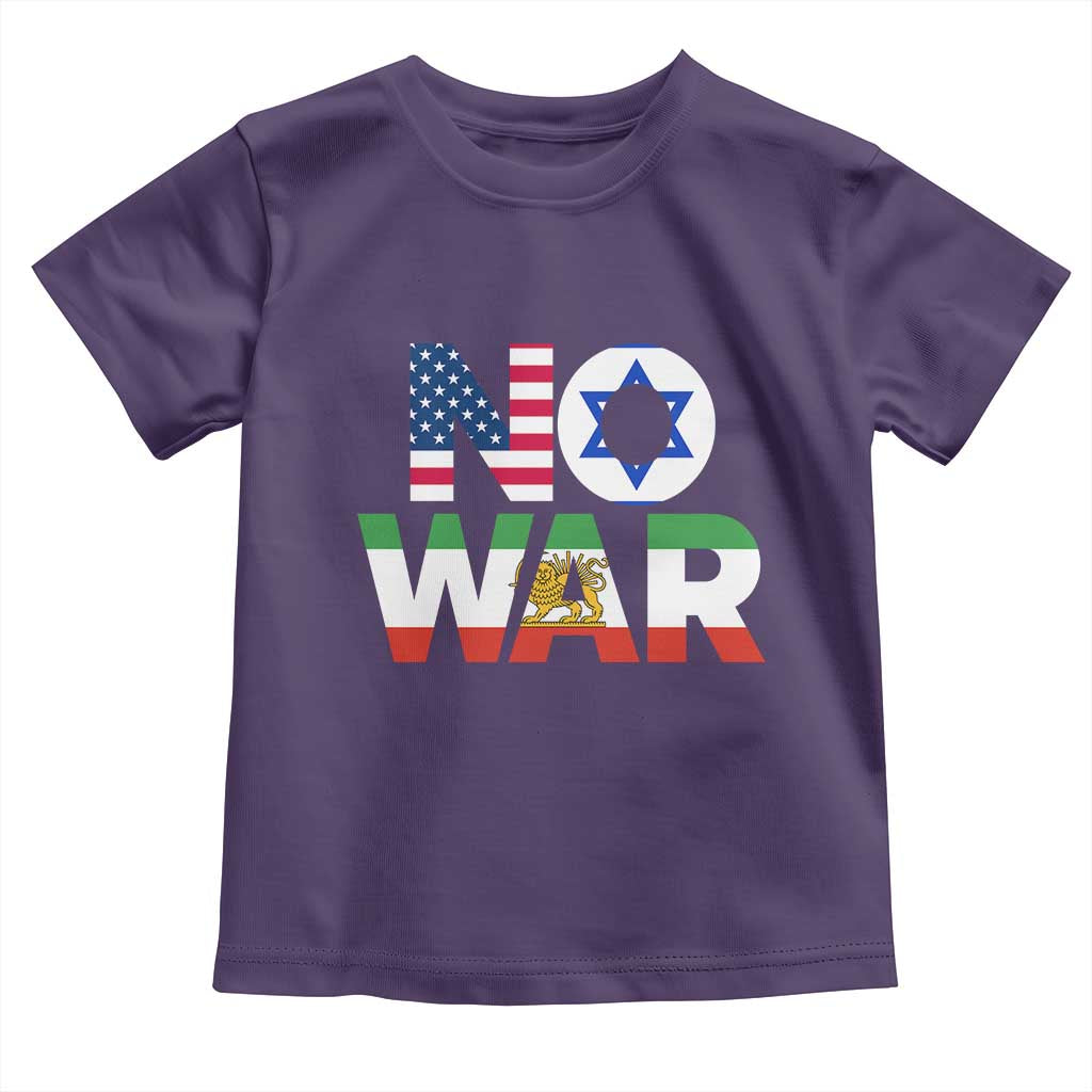 No War USA Israel Iran Flags Toddler T Shirt Anti War Protest Political Statement