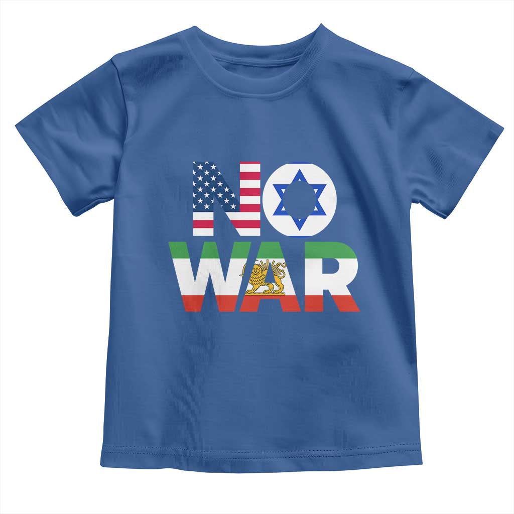 No War USA Israel Iran Flags Toddler T Shirt Anti War Protest Political Statement