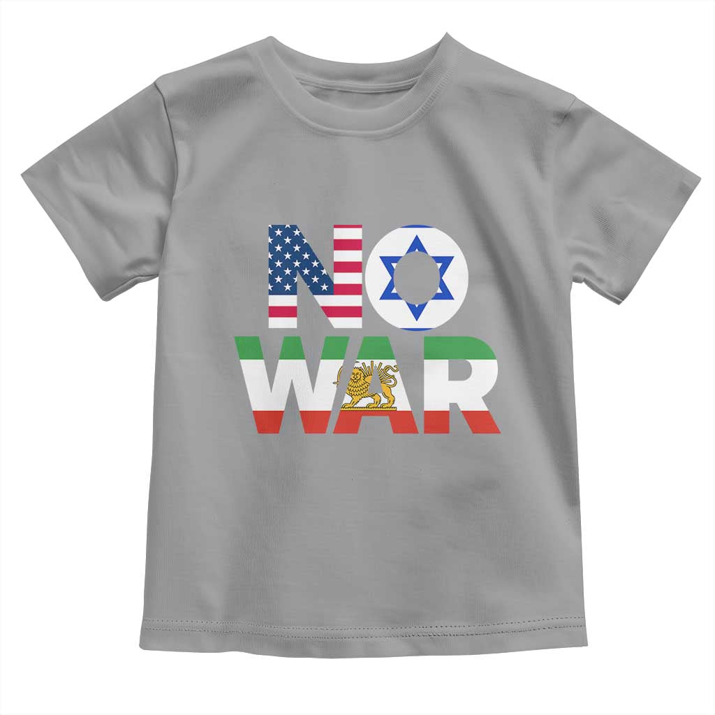 No War USA Israel Iran Flags Toddler T Shirt Anti War Protest Political Statement