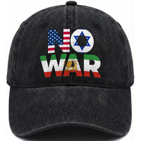 No War USA Israel Iran Flags Washed Cotton Baseball Cap Anti War Protest Political Statement