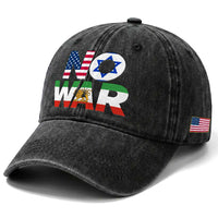 No War USA Israel Iran Flags Washed Cotton Baseball Cap Anti War Protest Political Statement