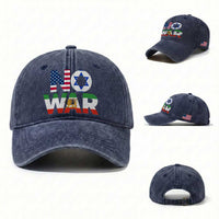 No War USA Israel Iran Flags Washed Cotton Baseball Cap Anti War Protest Political Statement