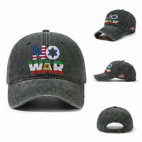 No War USA Israel Iran Flags Washed Cotton Baseball Cap Anti War Protest Political Statement