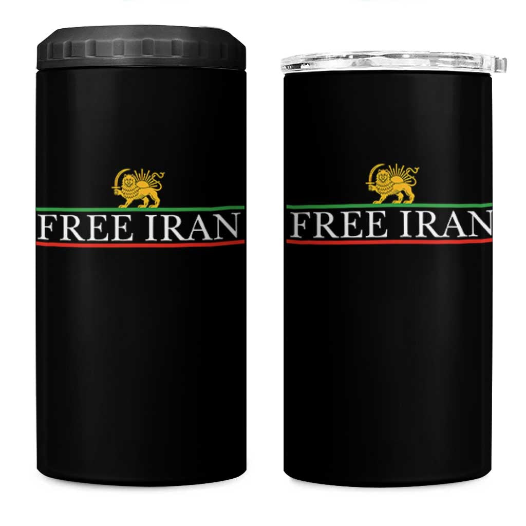 Free Iran Lion And Sun Graphic 4 in 1 Can Cooler Tumbler Iranian Freedom Supporters
