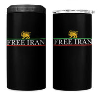 Free Iran Lion And Sun Graphic 4 in 1 Can Cooler Tumbler Iranian Freedom Supporters