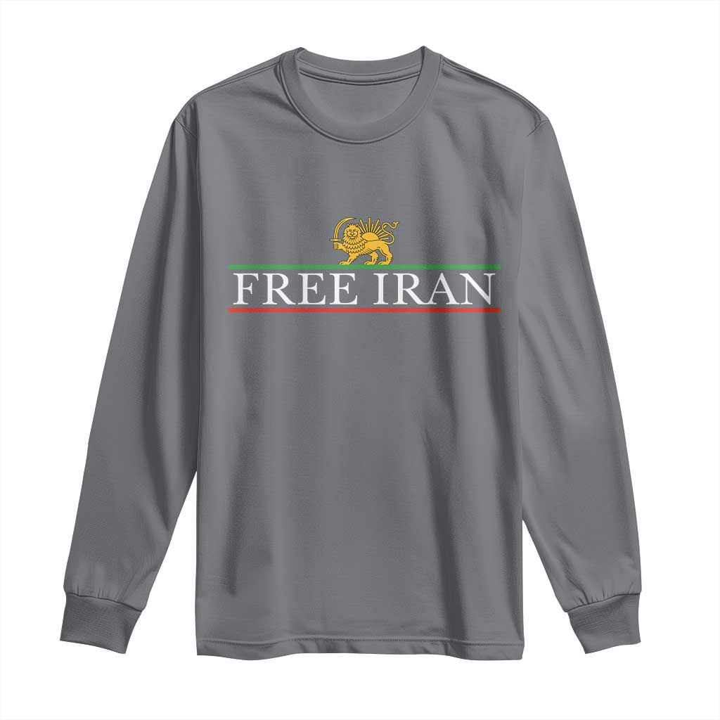 Free Iran Lion And Sun Graphic Long Sleeve Shirt Iranian Freedom Supporters