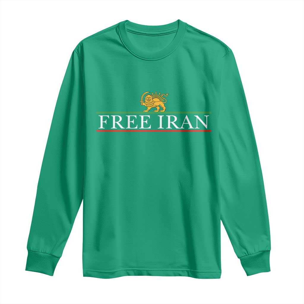 Free Iran Lion And Sun Graphic Long Sleeve Shirt Iranian Freedom Supporters
