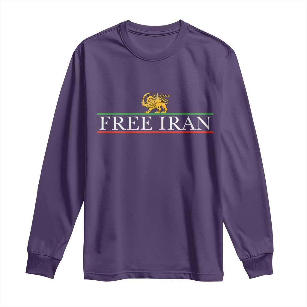 Free Iran Lion And Sun Graphic Long Sleeve Shirt Iranian Freedom Supporters