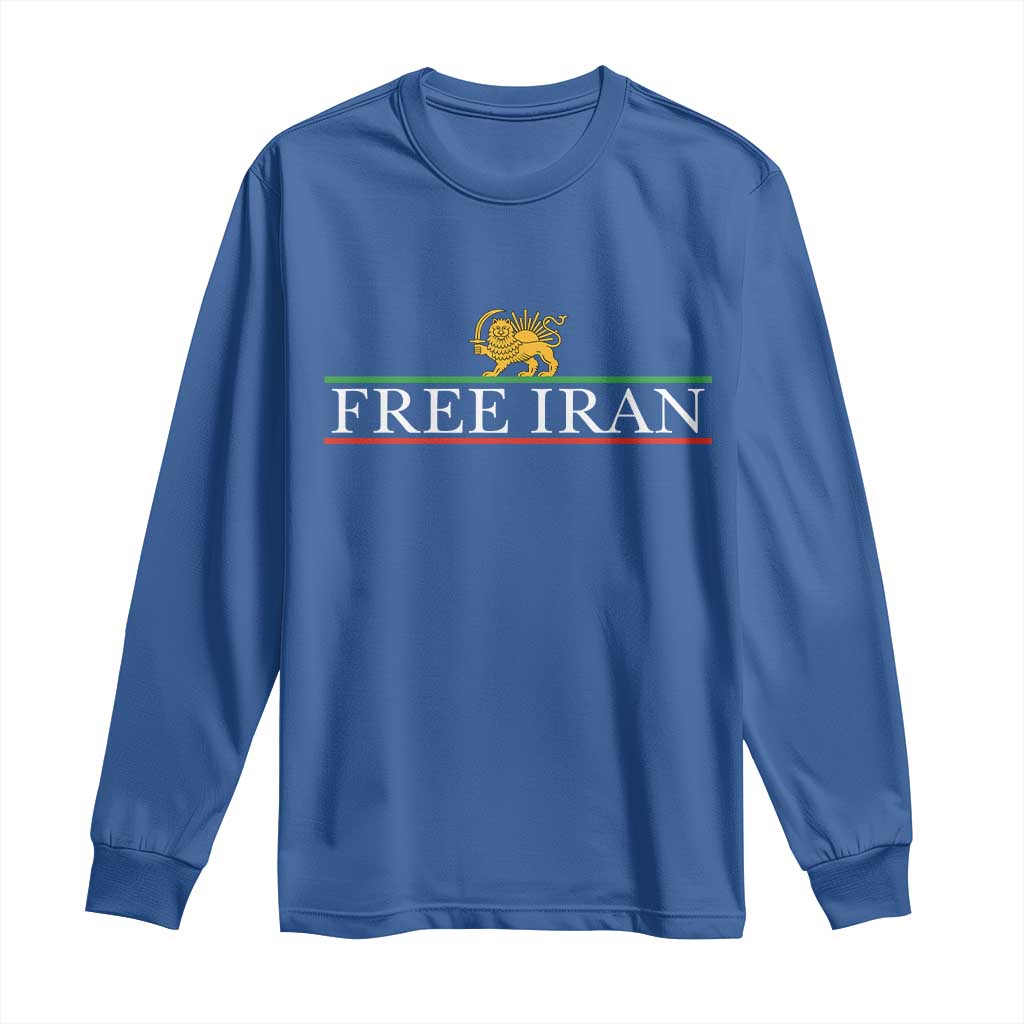 Free Iran Lion And Sun Graphic Long Sleeve Shirt Iranian Freedom Supporters