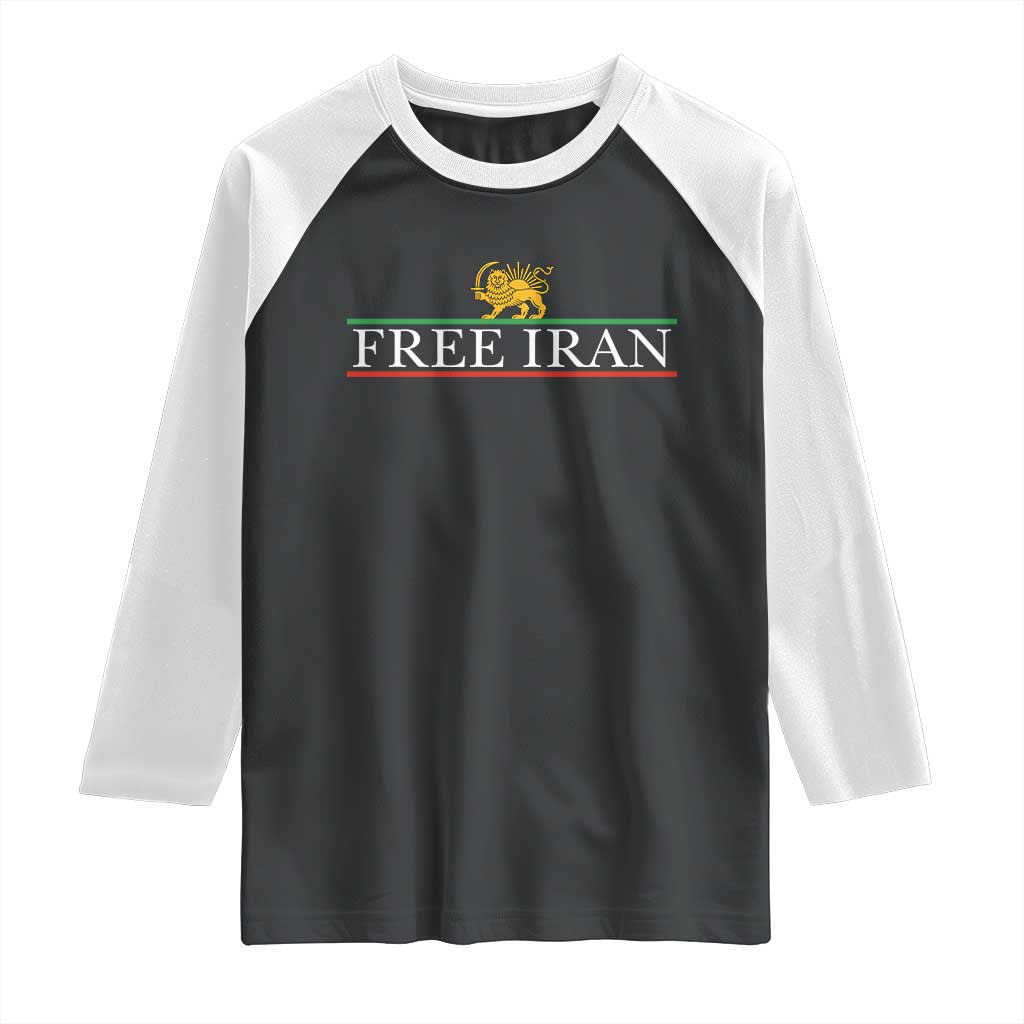 Free Iran Lion And Sun Graphic Raglan Shirt Iranian Freedom Supporters