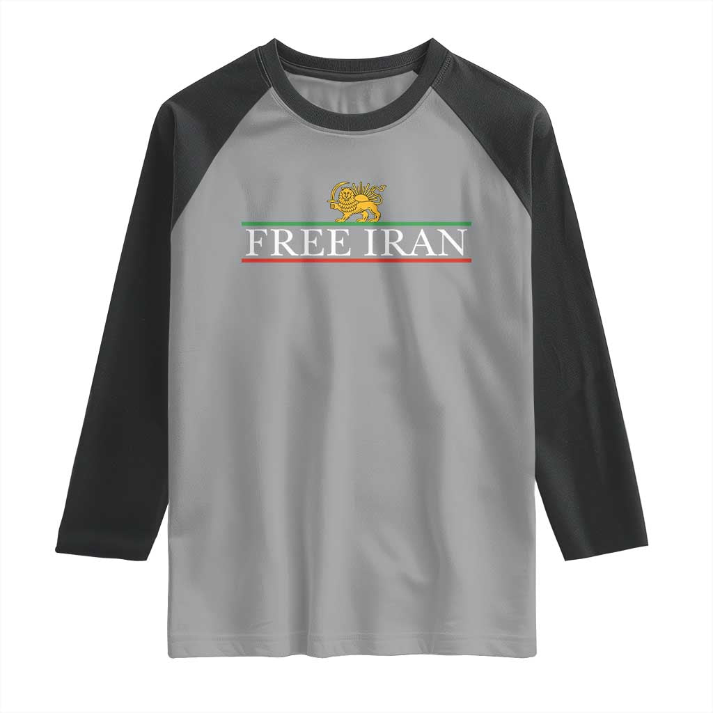Free Iran Lion And Sun Graphic Raglan Shirt Iranian Freedom Supporters