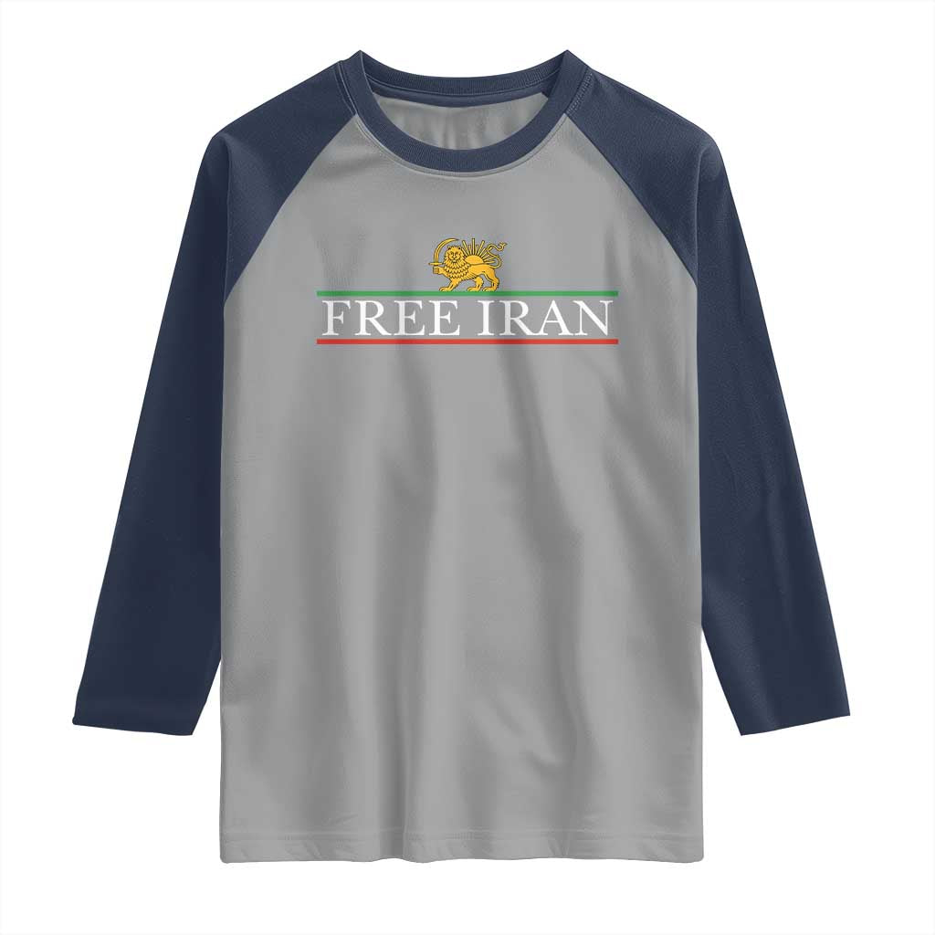 Free Iran Lion And Sun Graphic Raglan Shirt Iranian Freedom Supporters