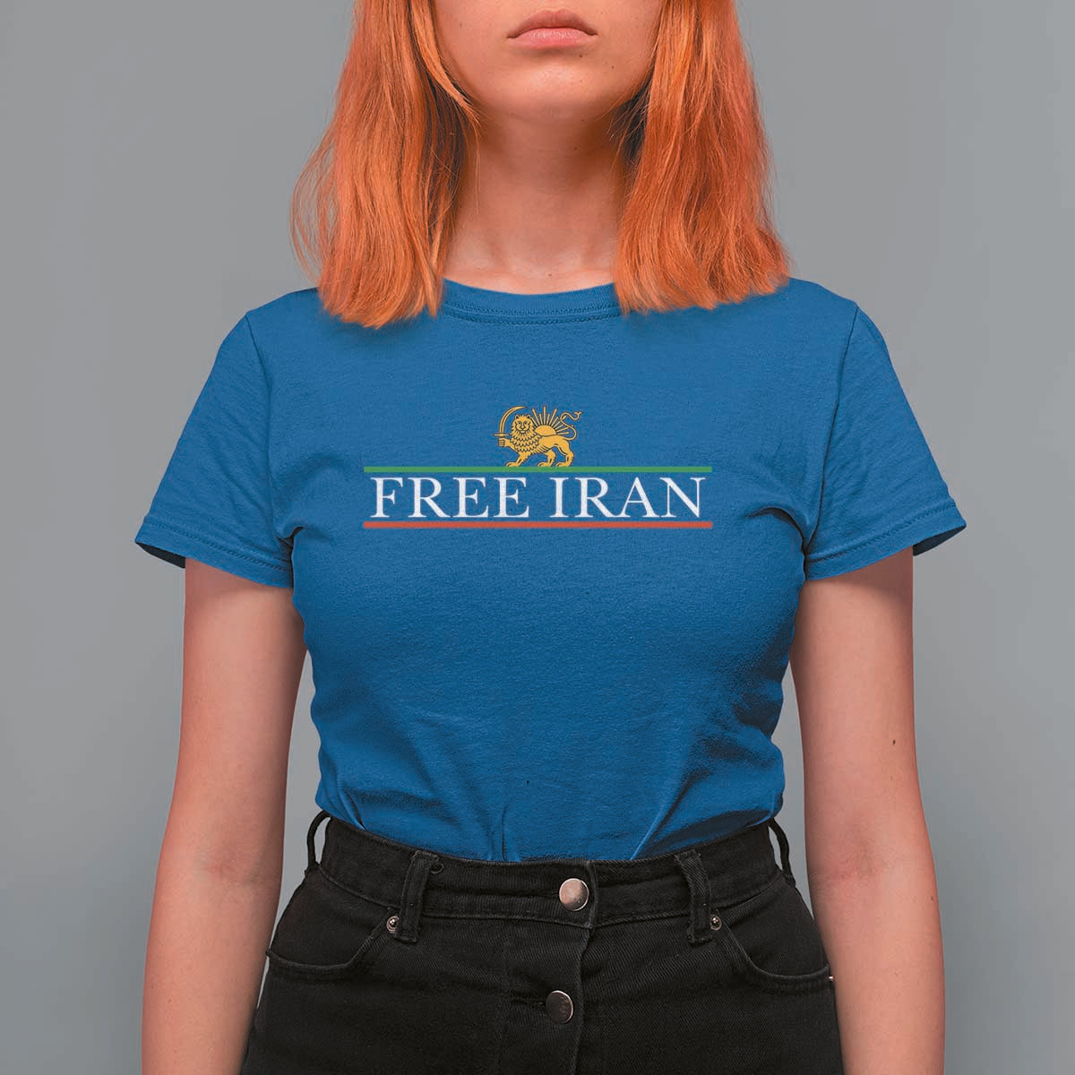 Free Iran Lion And Sun Graphic T Shirt For Women Iranian Freedom Supporters