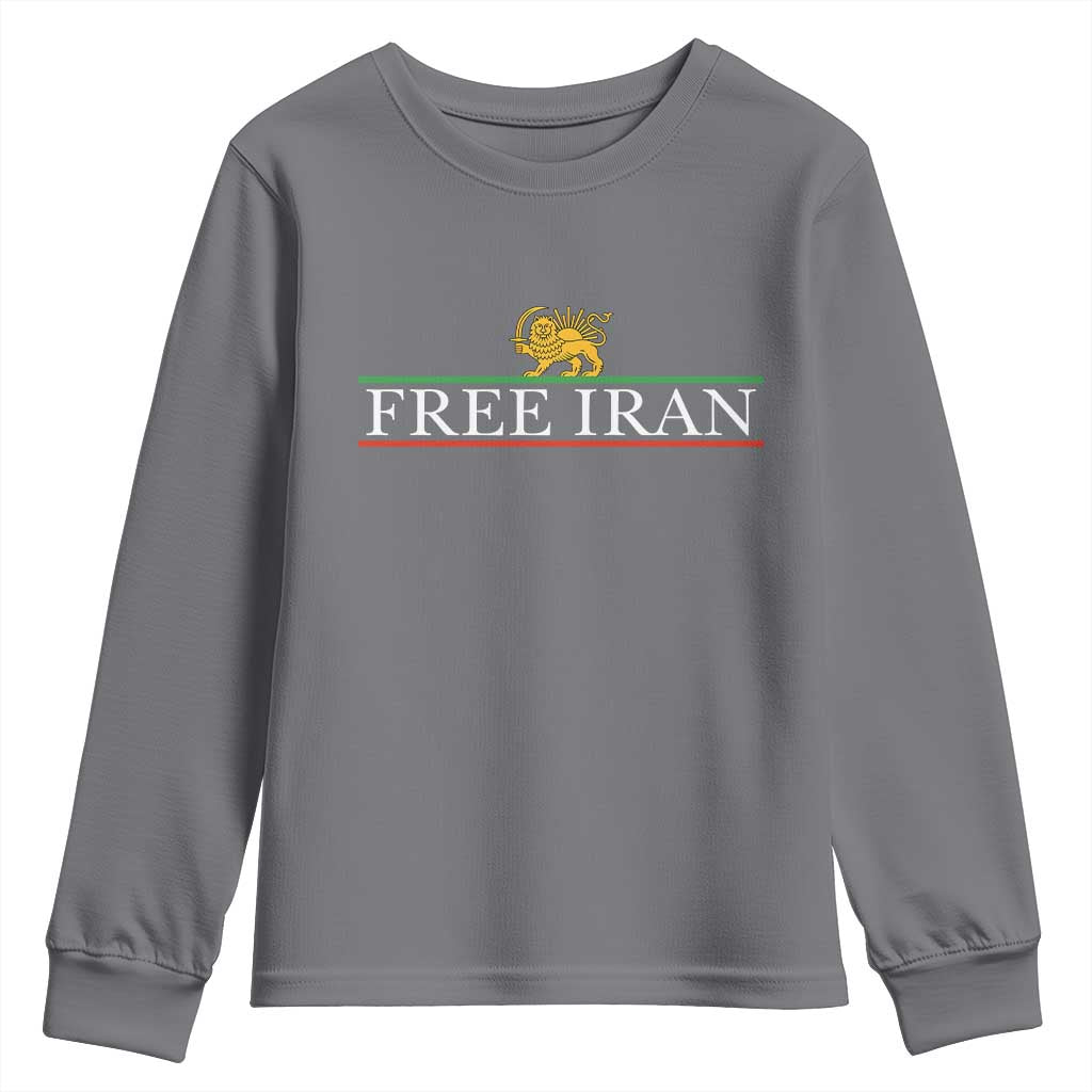 Free Iran Lion And Sun Graphic Youth Sweatshirt Iranian Freedom Supporters