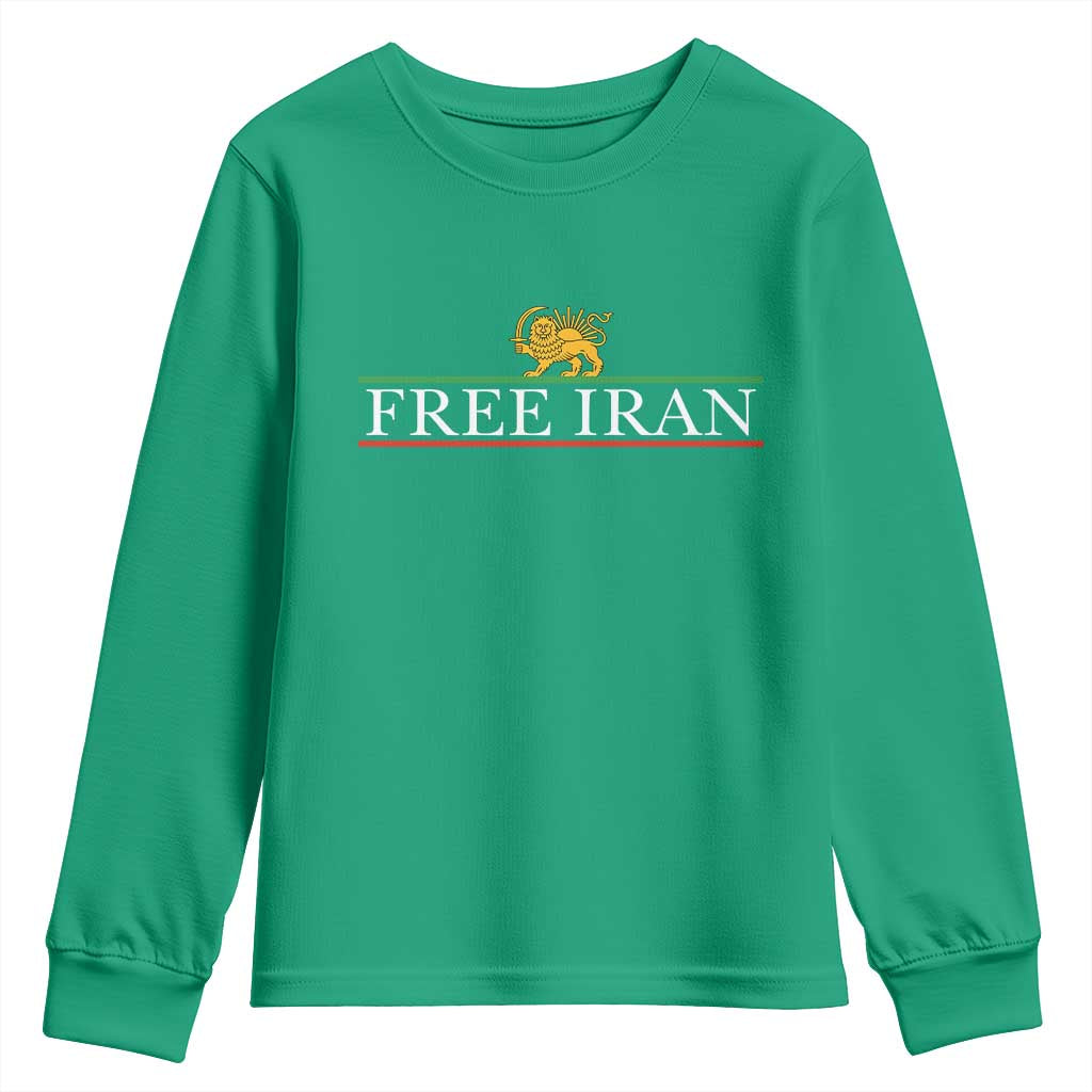 Free Iran Lion And Sun Graphic Youth Sweatshirt Iranian Freedom Supporters