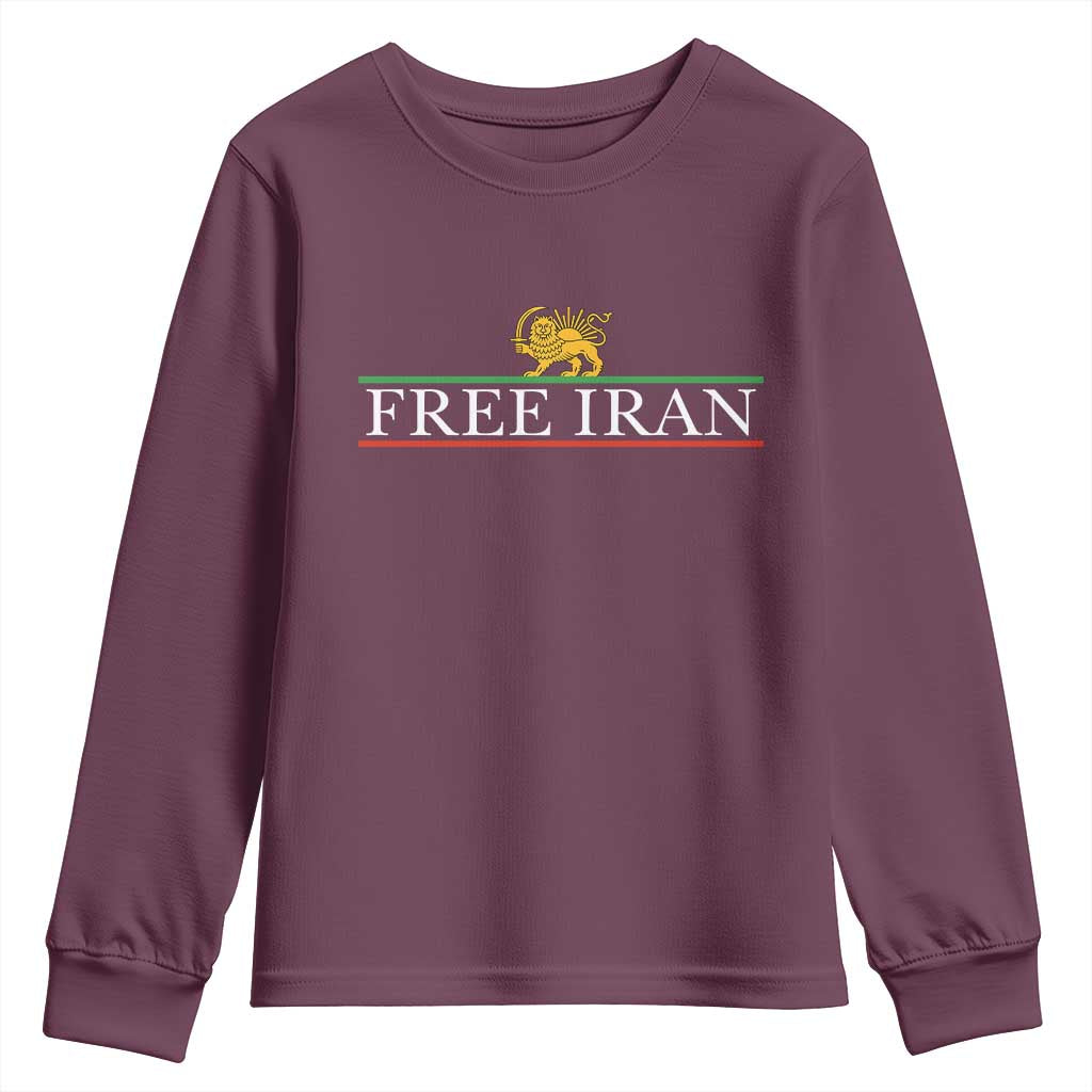 Free Iran Lion And Sun Graphic Youth Sweatshirt Iranian Freedom Supporters