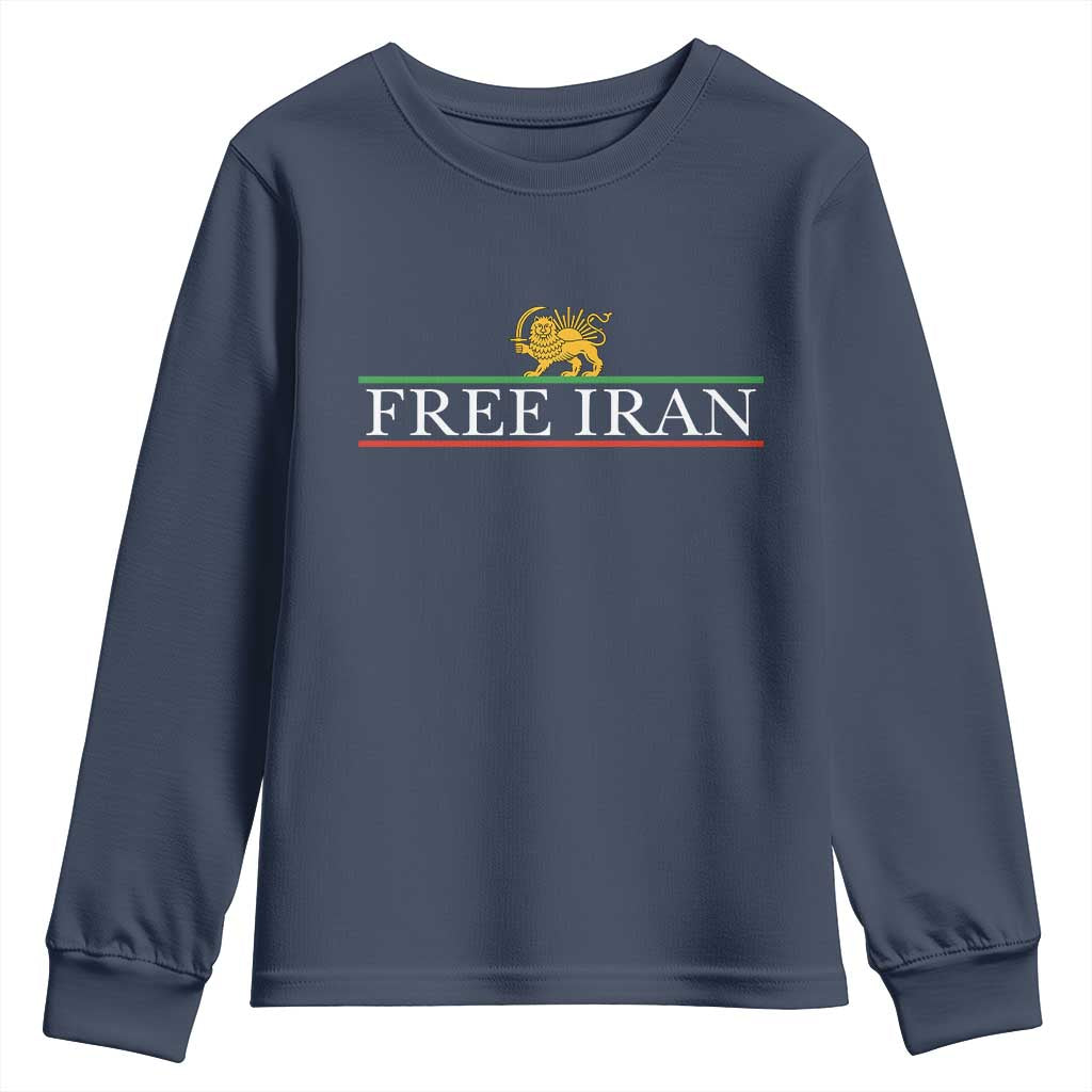 Free Iran Lion And Sun Graphic Youth Sweatshirt Iranian Freedom Supporters